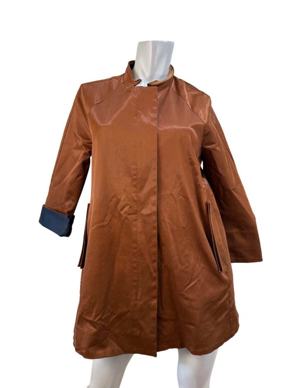 Korean 80s Vintage Copper Satin Trench Coat Dos de Darin Medium